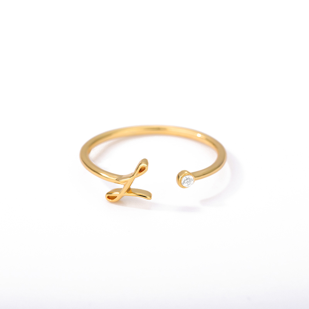 DaniEmCo CZ INITIAL RINGS | Personalized Letter Collection | Gold Plated Stainless Steel