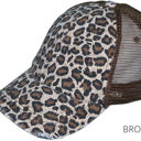 Brown DaniEmCo LEOPARD MESSY BUN HAT | High Ponytail Slot | Everyday Grab & Go Hat