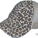 Tan DaniEmCo LEOPARD MESSY BUN HAT | High Ponytail Slot | Everyday Grab & Go Hat