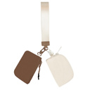 Tan + Camel DaniEmCo EMMY Dual Pouch Wallets | Clippable Nylon Wristlet | Sporty Design