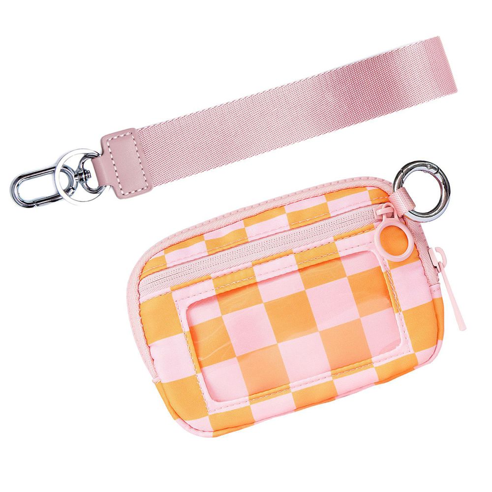 DaniEmCo Checker Wristlet Wallet | Clear ID Pouch | Grab & Go Trendy Wallets