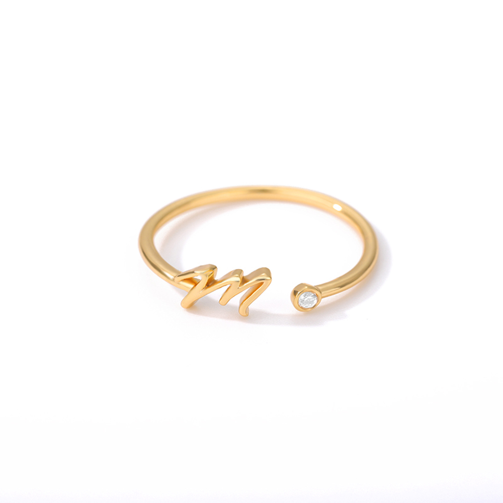 DaniEmCo CZ INITIAL RINGS | Personalized Letter Collection | Gold Plated Stainless Steel