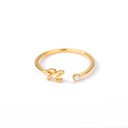 Gold-Plated N DaniEmCo CZ INITIAL RINGS | Personalized Letter Collection | Gold Plated Stainless Steel