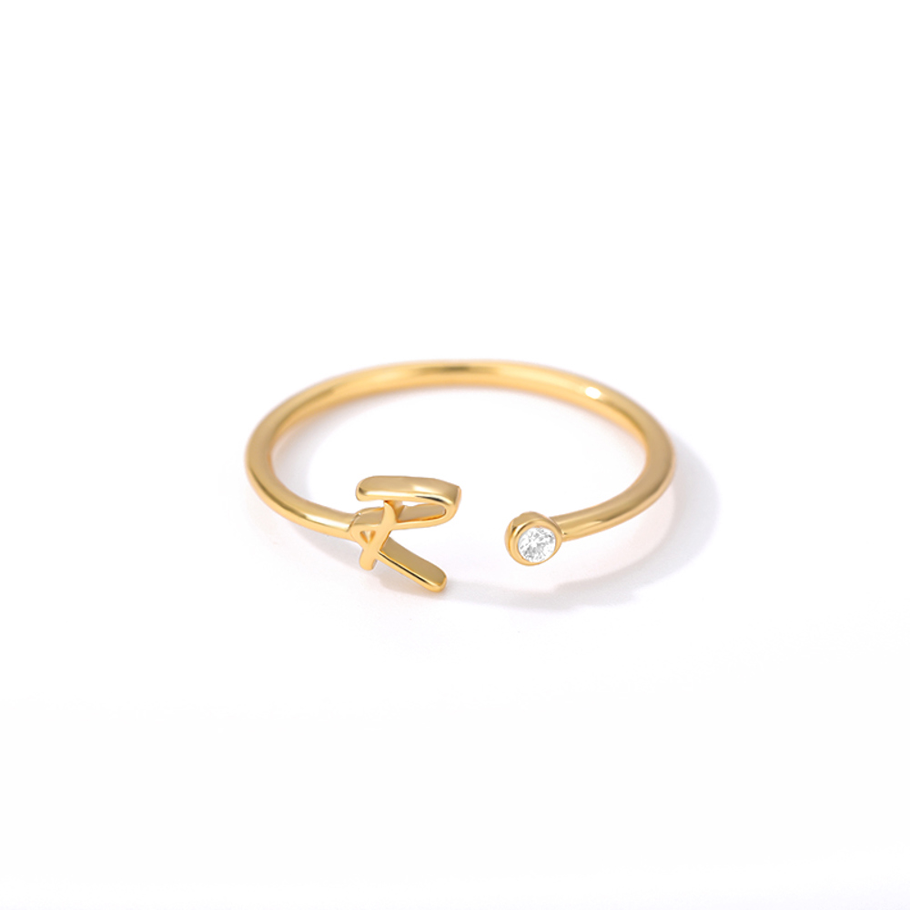 DaniEmCo CZ INITIAL RINGS | Personalized Letter Collection | Gold Plated Stainless Steel