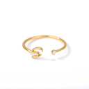 Gold-Plated S DaniEmCo CZ INITIAL RINGS | Personalized Letter Collection | Gold Plated Stainless Steel