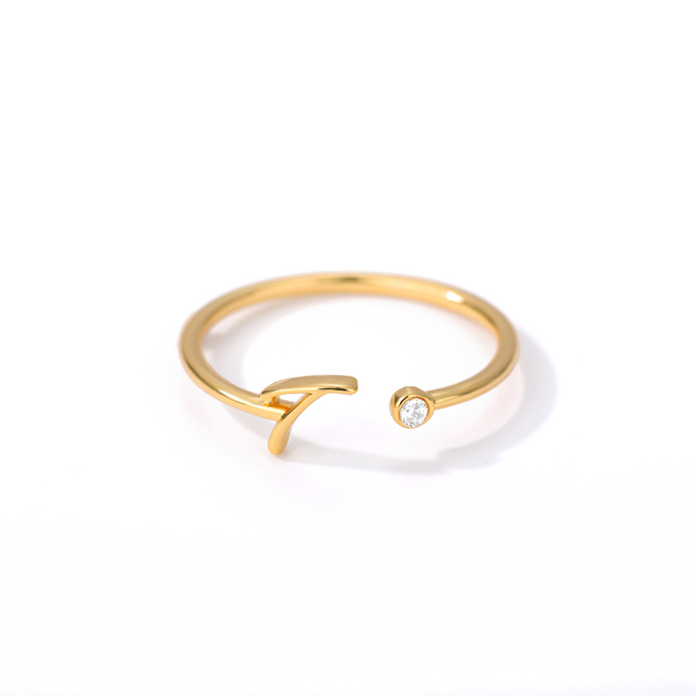 DaniEmCo CZ INITIAL RINGS | Personalized Letter Collection | Gold Plated Stainless Steel