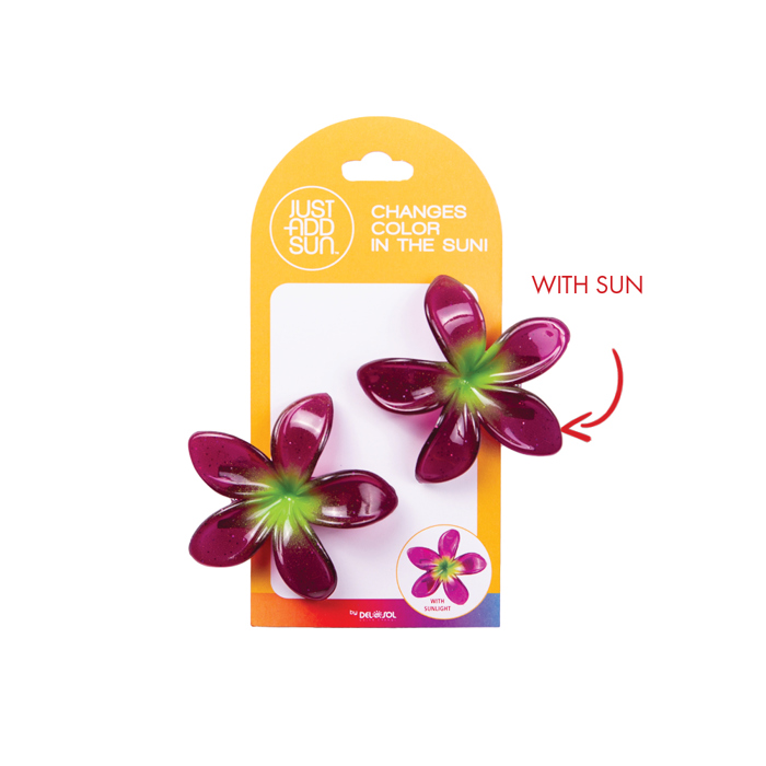 Green to Fuchsia Plumeria 2-Pack Hair Clips