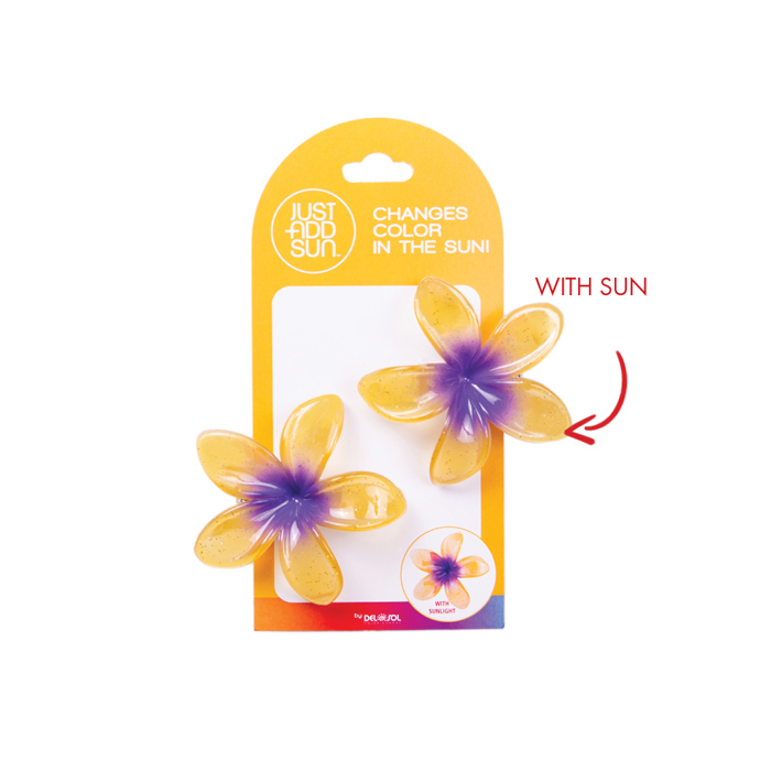 Purple to Yellow Plumeria 2-Pack Hair Clips