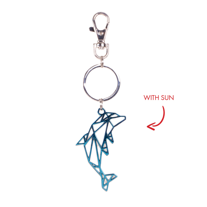 Metal Dolphin Blue Key Chain
