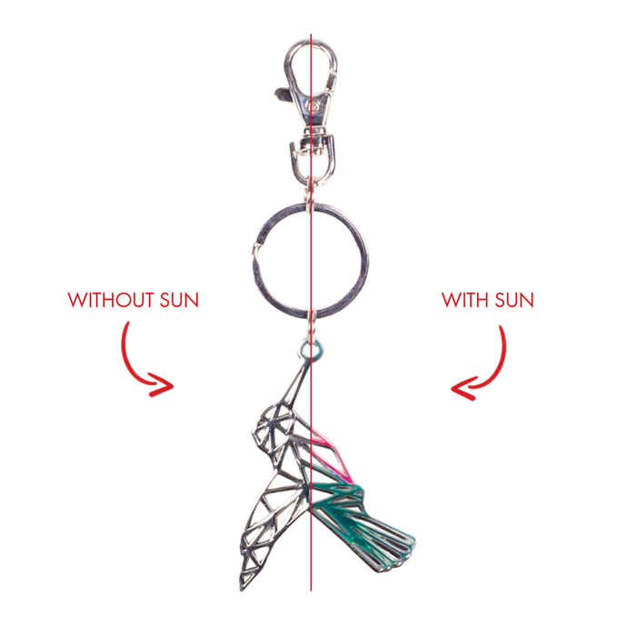 Metal Hummingbird Green Key Chain