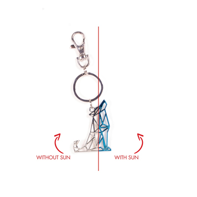 Metal Wolf Blue Key Chain