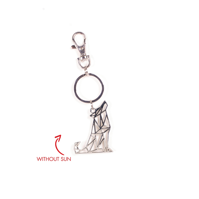 Metal Wolf Blue Key Chain