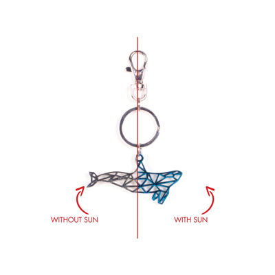 Metal Whale Blue Key Chain