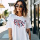  USA Bow Map Graphic Tee, Patriotic 4th of July Shirt