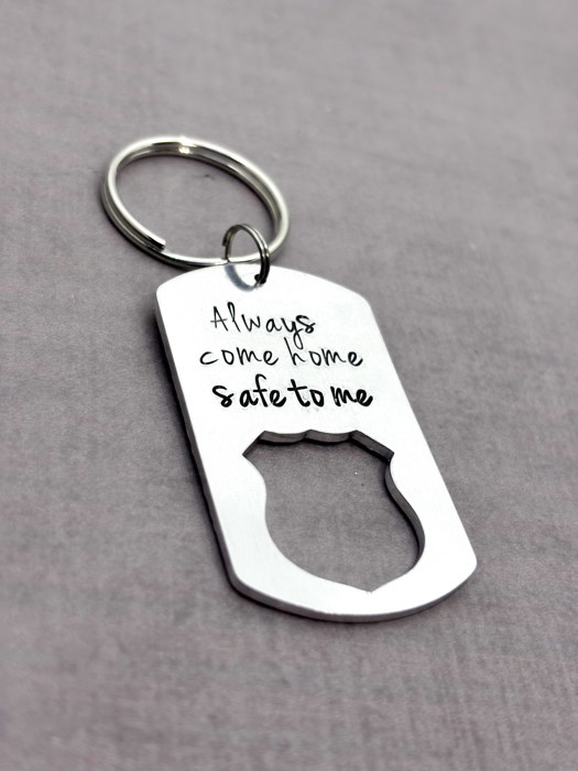 Personalized Police Officer Gift Set , Always Come Home Safe to Me + Custom Badge
