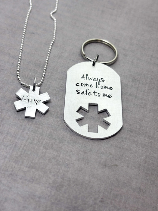 Personalized EMS / EMT Gift Set , Always Come Home Safe to Me + Custom Star of Life