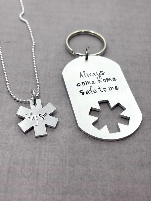 Personalized EMS / EMT Gift Set , Always Come Home Safe to Me + Custom Star of Life