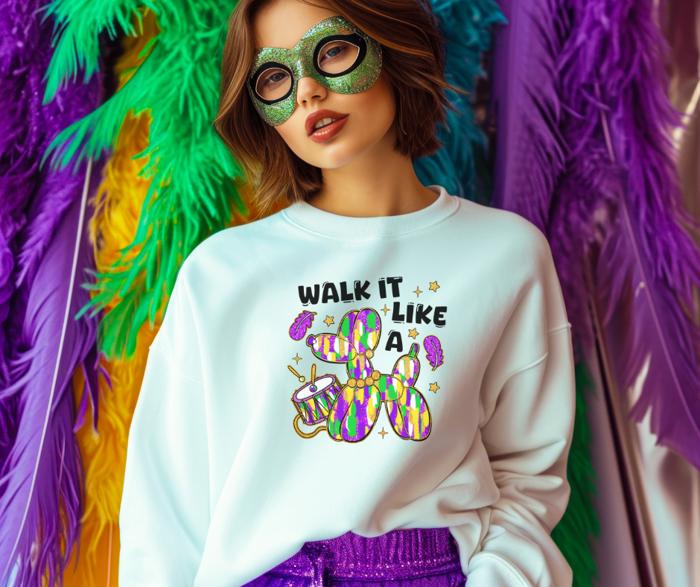 Walk it Like a Dog Mardi Gras Sweatshirt