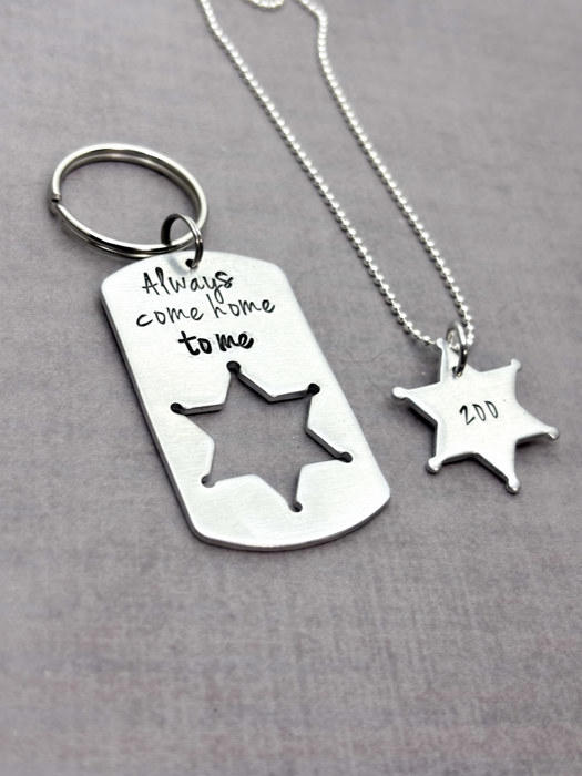 Personalized Sheriff Officer Gift Set , Always Come Home to Me + Custom Badge