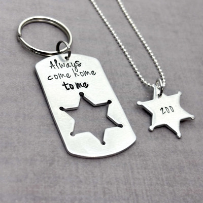 Personalized Sheriff Officer Gift Set , Always Come Home to Me + Custom Badge