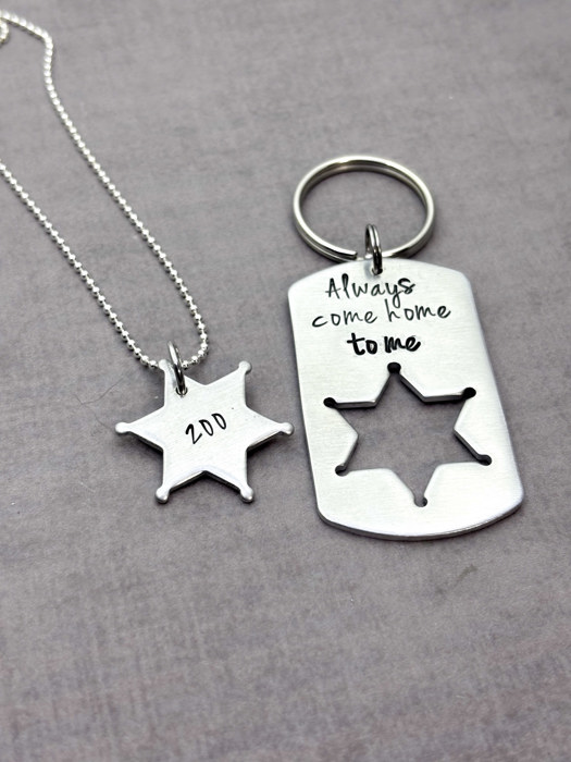 Personalized Sheriff Officer Gift Set , Always Come Home to Me + Custom Badge