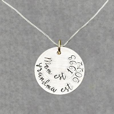 Mom Grandma Established Personalized Mom Necklace with dates