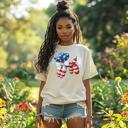 Small Ivory Patriotic Balloon Dog Tee , 4th of July Graphic T-Shirt