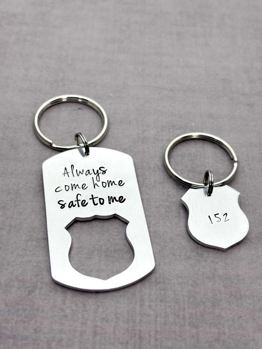 Personalized Police Officer Gift Set , Always Come Home Safe to Me + Custom Badge