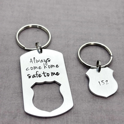 Personalized Police Officer Gift Set , Always Come Home Safe to Me + Custom Badge