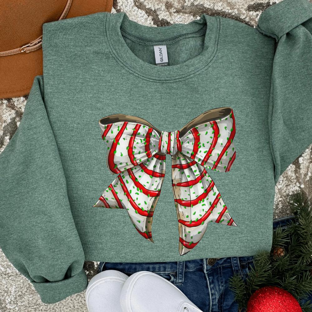 Snack Cake Bow Christmas Sweatshirt