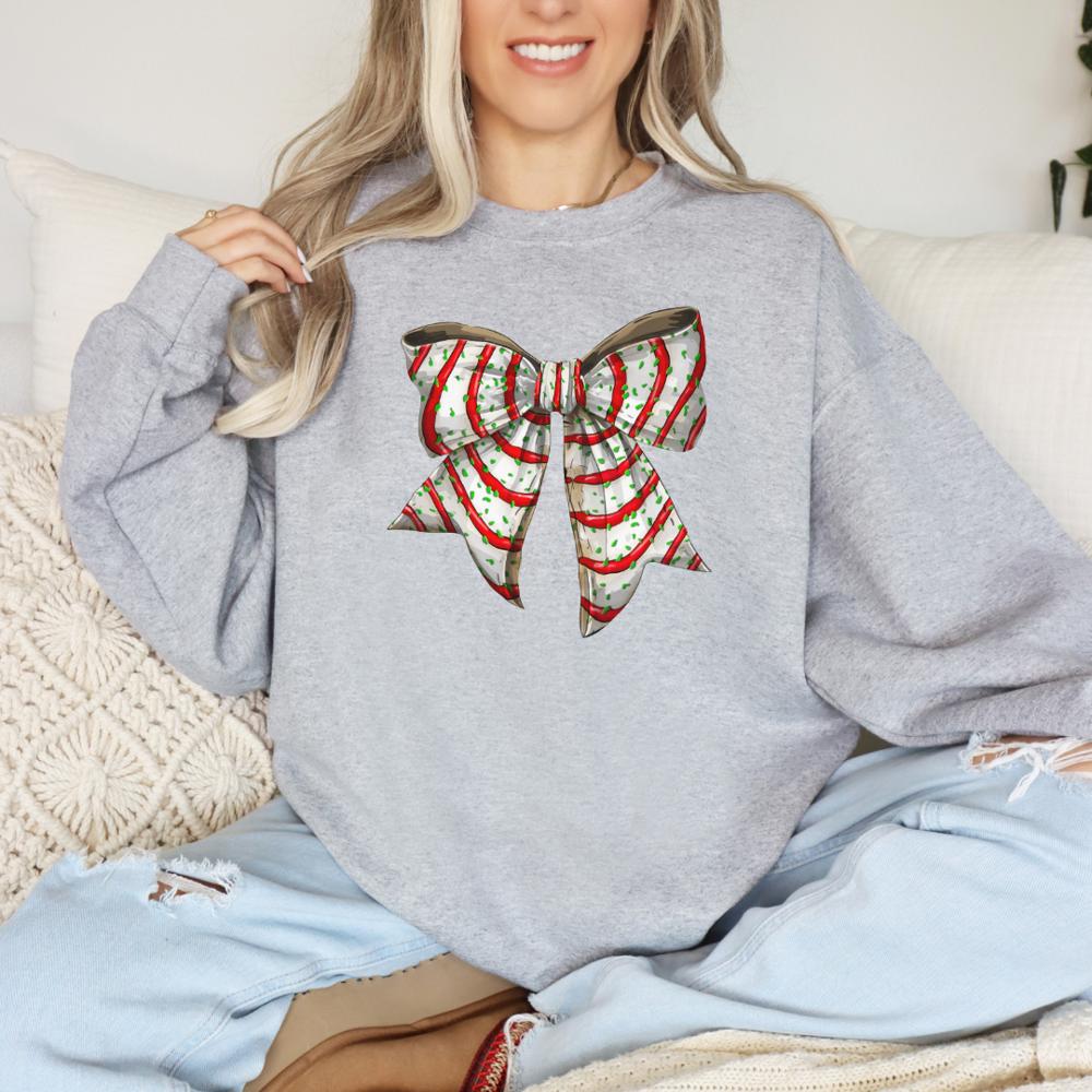 Snack Cake Bow Christmas Sweatshirt