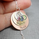  Layered kids names necklace with birthstones