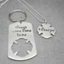  Personalized Firefighter Keychain Gift Set,  Always Come Home to Me + Custom Fire Badge