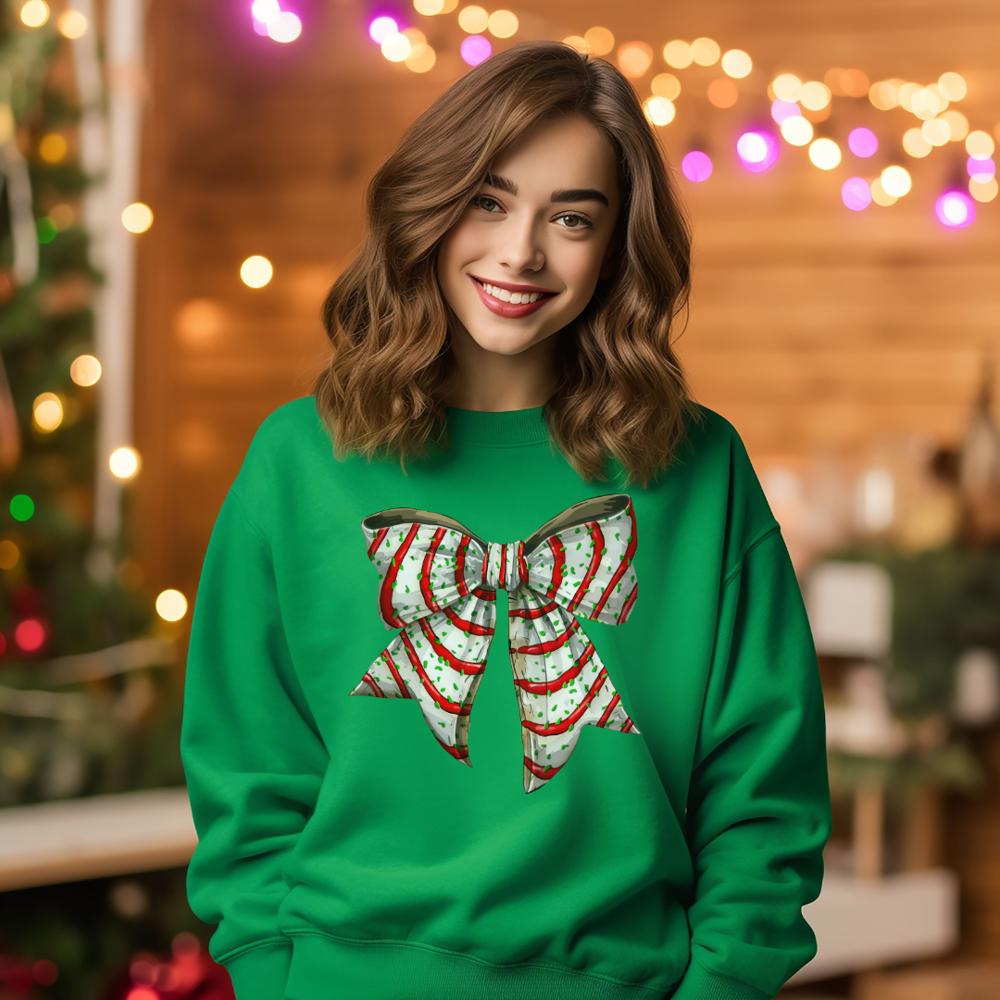 Snack Cake Bow Christmas Sweatshirt