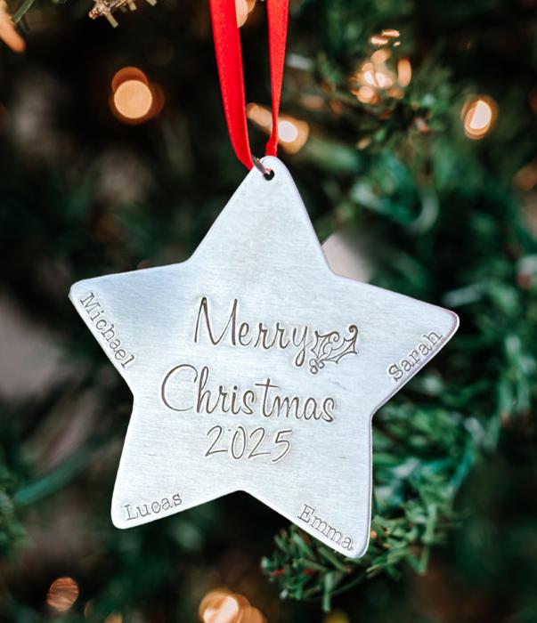 Personalized Christmas Ornament, Custom Family Star Name Ornament