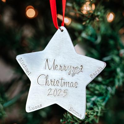 Personalized Christmas Ornament, Custom Family Star Name Ornament