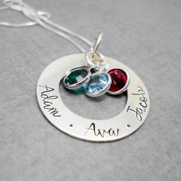 Personalized Mothers open circle necklace with kids names