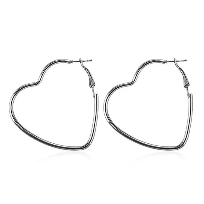 Heart Hoop Earrings Silver or Gold