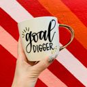 Goal Digger Darling You Are A Goddess A Badass Cozy Gold Handle Mugs 4 Styles | Stoneware Coffee Tea Cup | 15oz