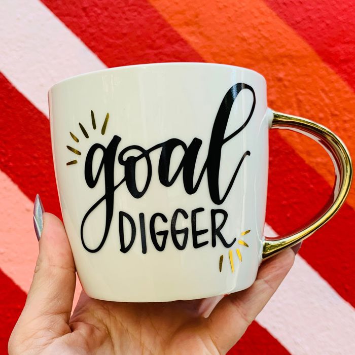 Darling You Are A Goddess A Badass Cozy Gold Handle Mugs 4 Styles | Stoneware Coffee Tea Cup | 15oz