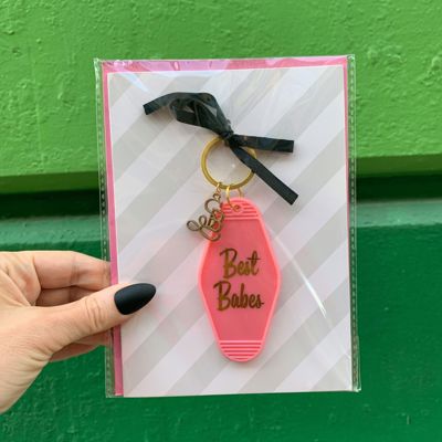 Girl to Girl Keychains on Gift Cards | Best Babes, Good Vibes, Soul Sisters, You are My Fave, You Go Girl, You Got This