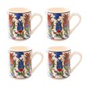 Blue and Red Lined Tulips Set of 4 Handmade in Türkiye Ceramic Botanical Mugs - 9 Styles Available