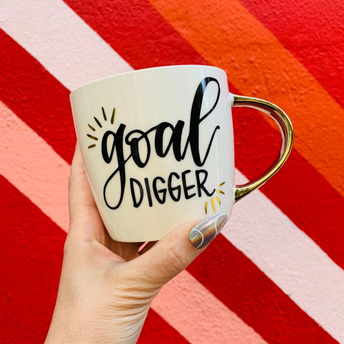 Goal Digger Mug | Gold Handle Coffee Mug | 14 oz.