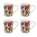 Large Red Clove with Dots Set of 4 Handmade in Türkiye Ceramic Botanical Mugs - 9 Styles Available