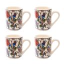 Red Garnet Set of 4 Handmade in Türkiye Ceramic Botanical Mugs - 9 Styles Available