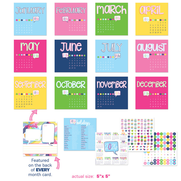 NEW! 2026 Mini Monthly Desktop Calendars | Stickers Included