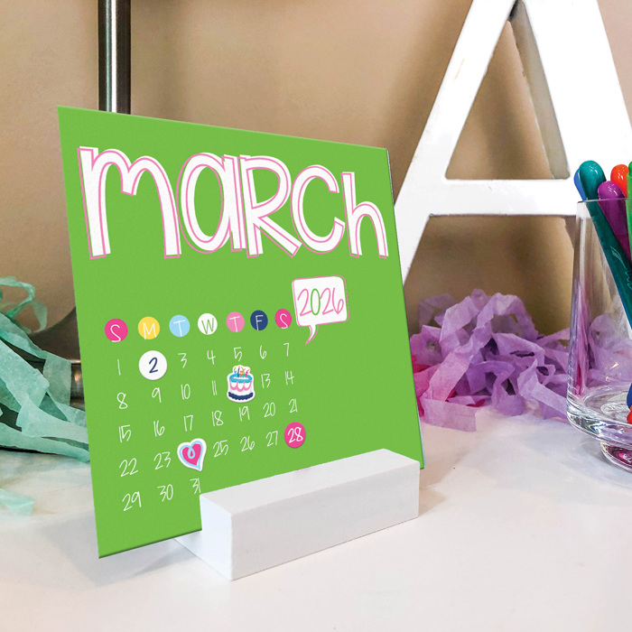 NEW! 2026 Mini Monthly Desktop Calendars | Stickers Included