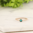 Rose Plated Rose Gold Beaded Stackable Birthstone Ring | Stacking Birthstone Ring | Stackable Rings | Custom Birthstone Ring | Birthstone Jewelry