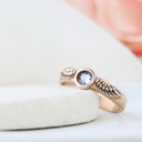 Rose Plated Birthstone Memorial Ring | Angel Wing Memorial Ring | Stacking Wing Ring | Stackable Birsthone Ring | Angel Baby Ring