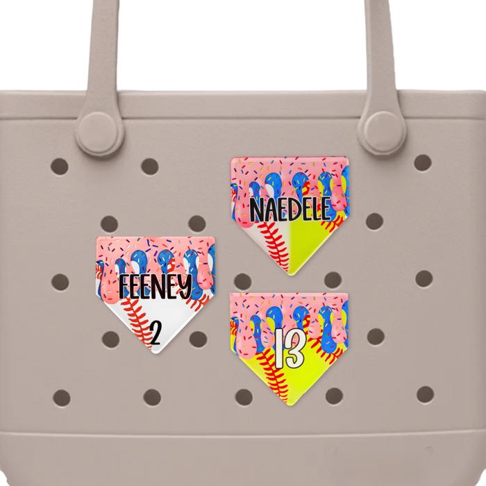 Personalized Home Plate Drip Bag Charm | 3 Inch